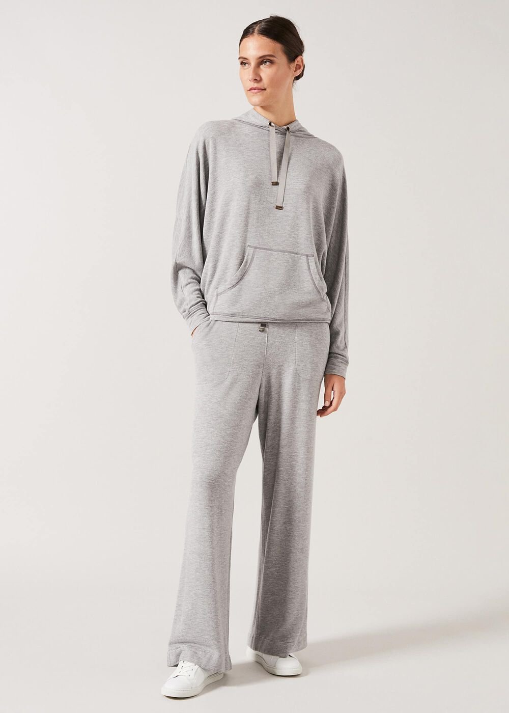 Hooded Sweat Top Grey Marl
