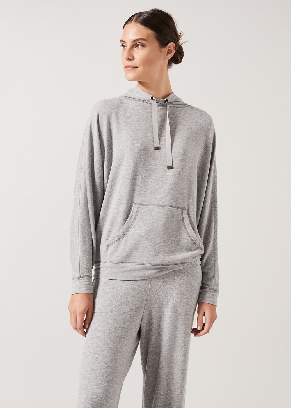 Hooded Sweat Top Grey Marl