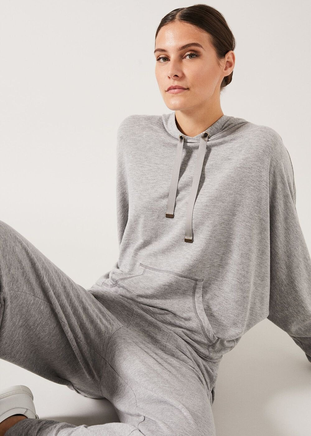 Hooded Sweat Top Grey Marl