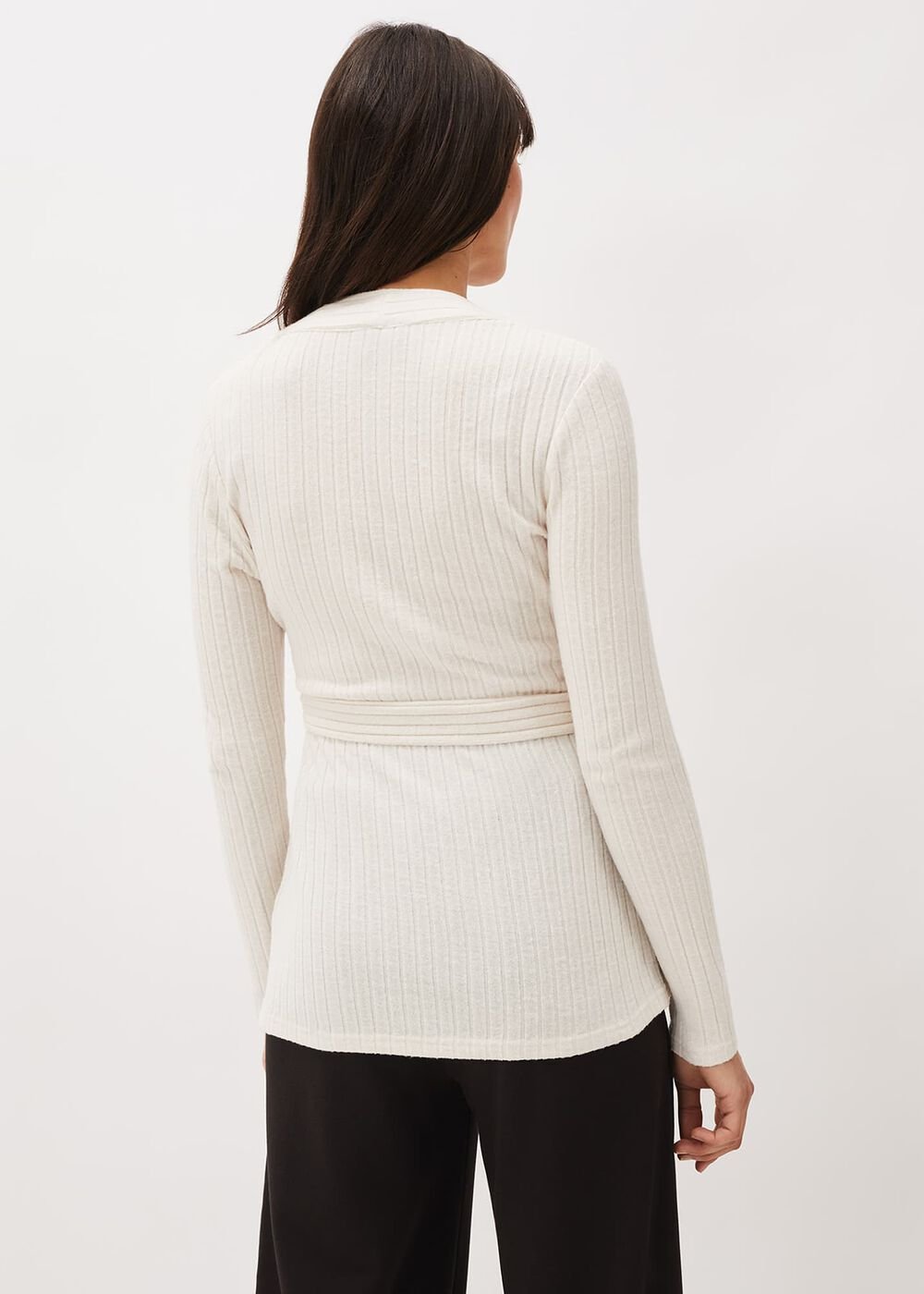 Deona Ribbed Wrap Top Cream