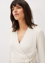 Deona Ribbed Wrap Top Cream