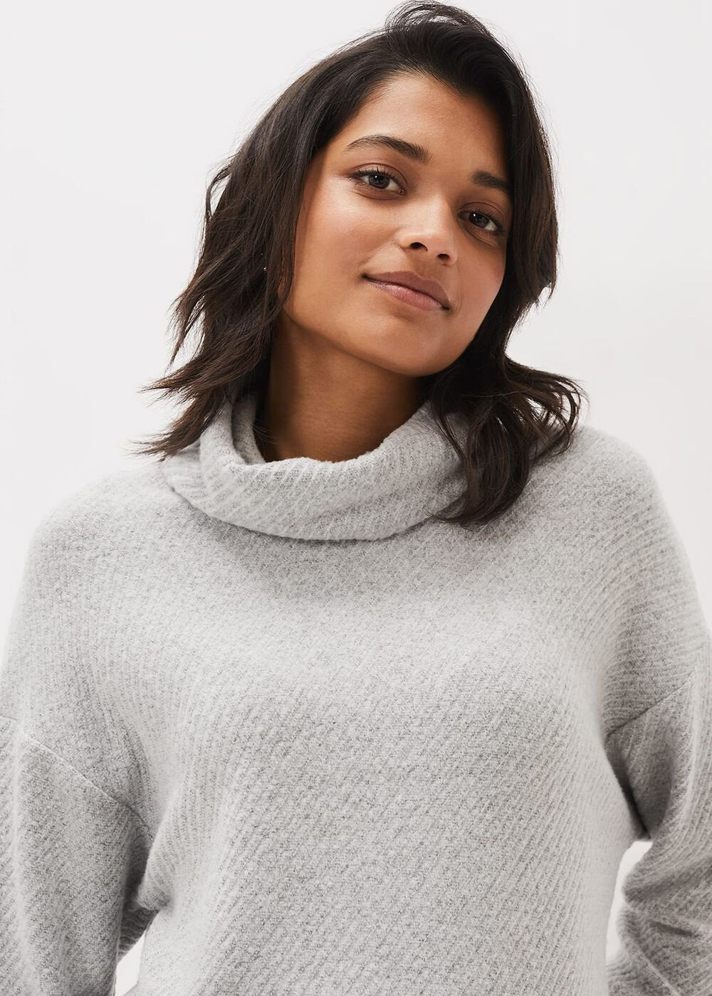 Nico Asymmetric Textured Jersey Top Grey