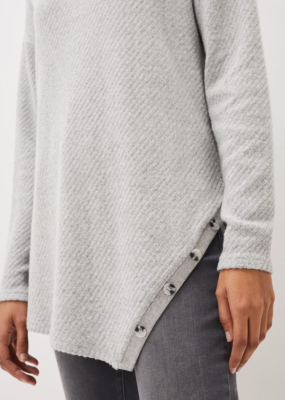 Nico Asymmetric Textured Jersey Top Grey