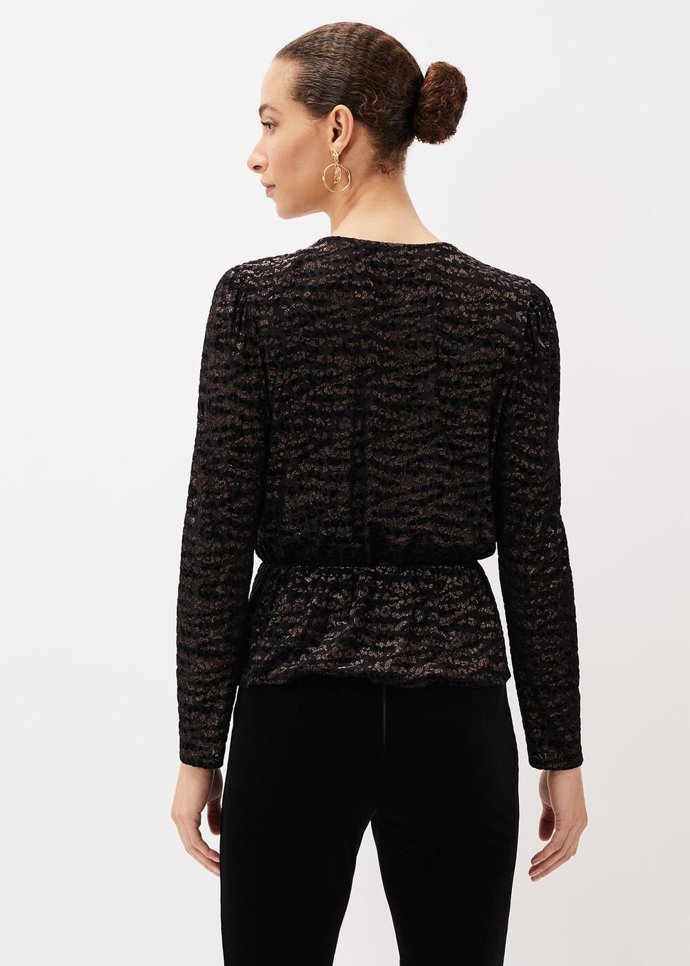 Lauren Animal Burnout Texture Top Black
