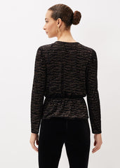Lauren Animal Burnout Texture Top Black