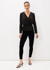 Lauren Animal Burnout Texture Top Black