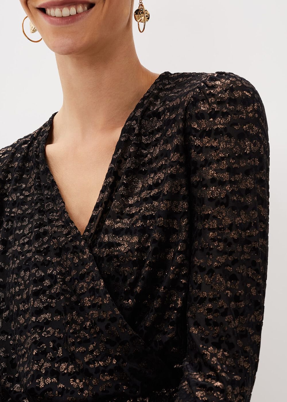 Lauren Animal Burnout Texture Top Black