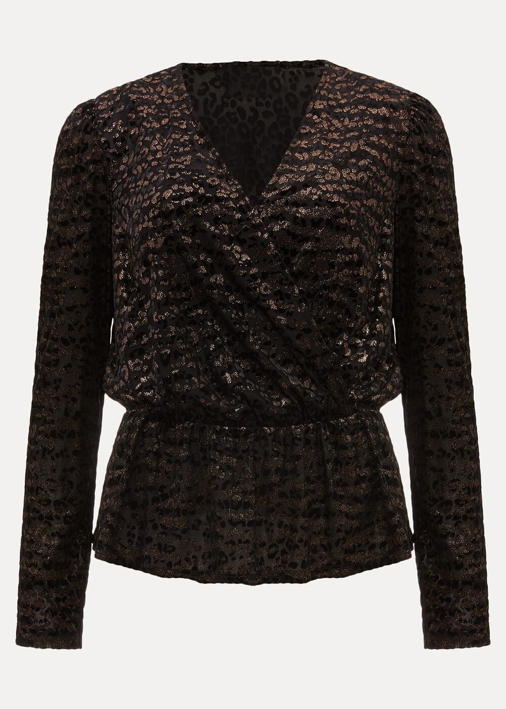 Lauren Animal Burnout Texture Top Black