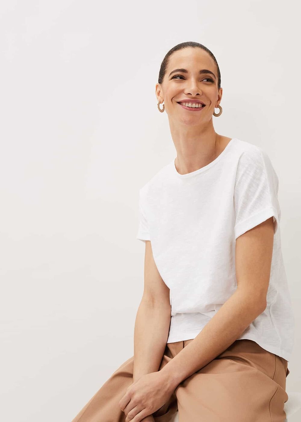 Elspeth Round Neck Top White