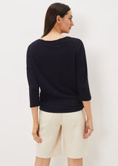 Belle Twist Neck Top Navy