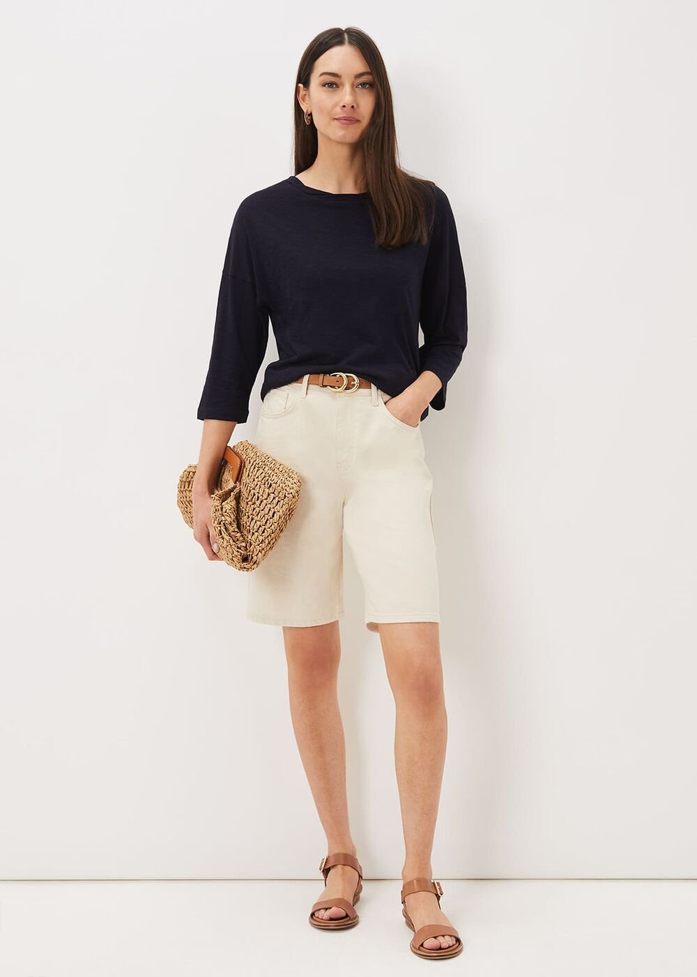 Belle Twist Neck Top Navy