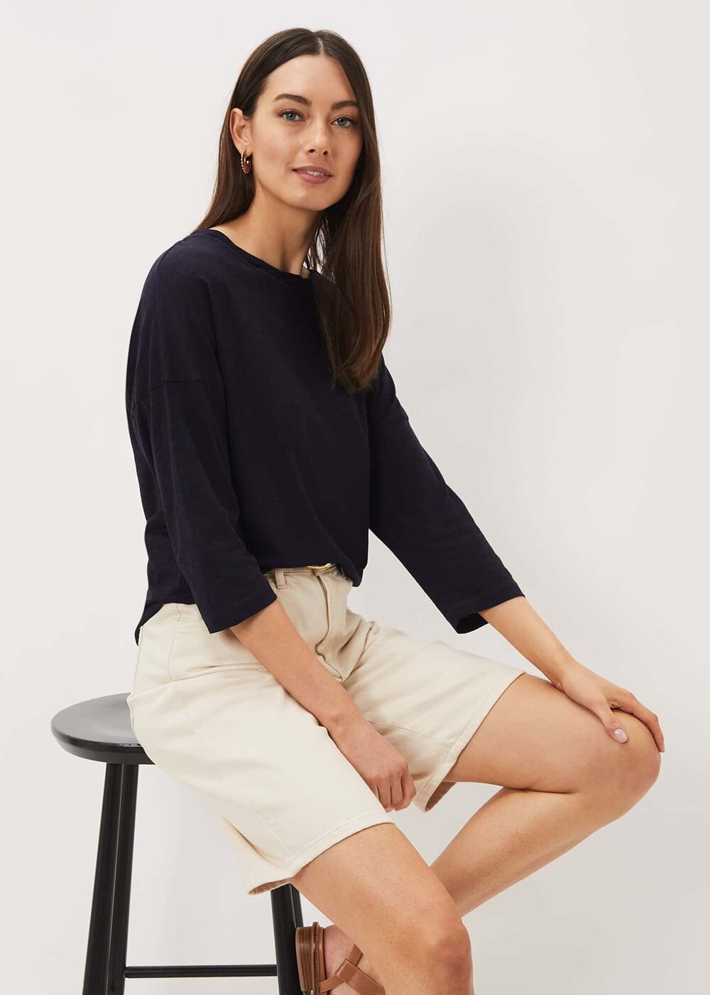 Belle Twist Neck Top Navy