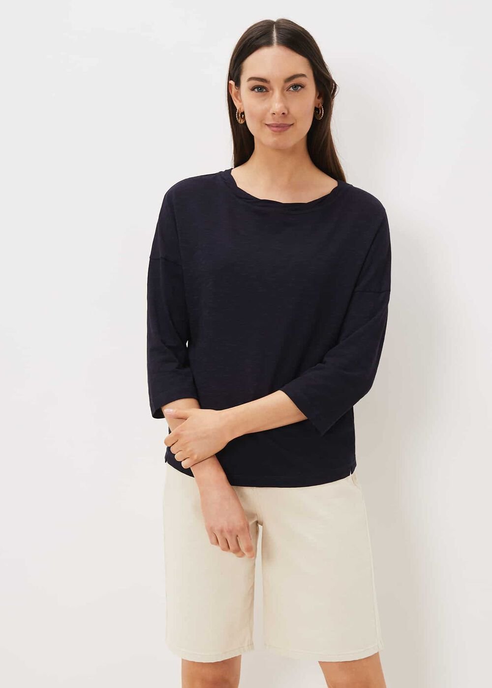 Belle Twist Neck Top Navy