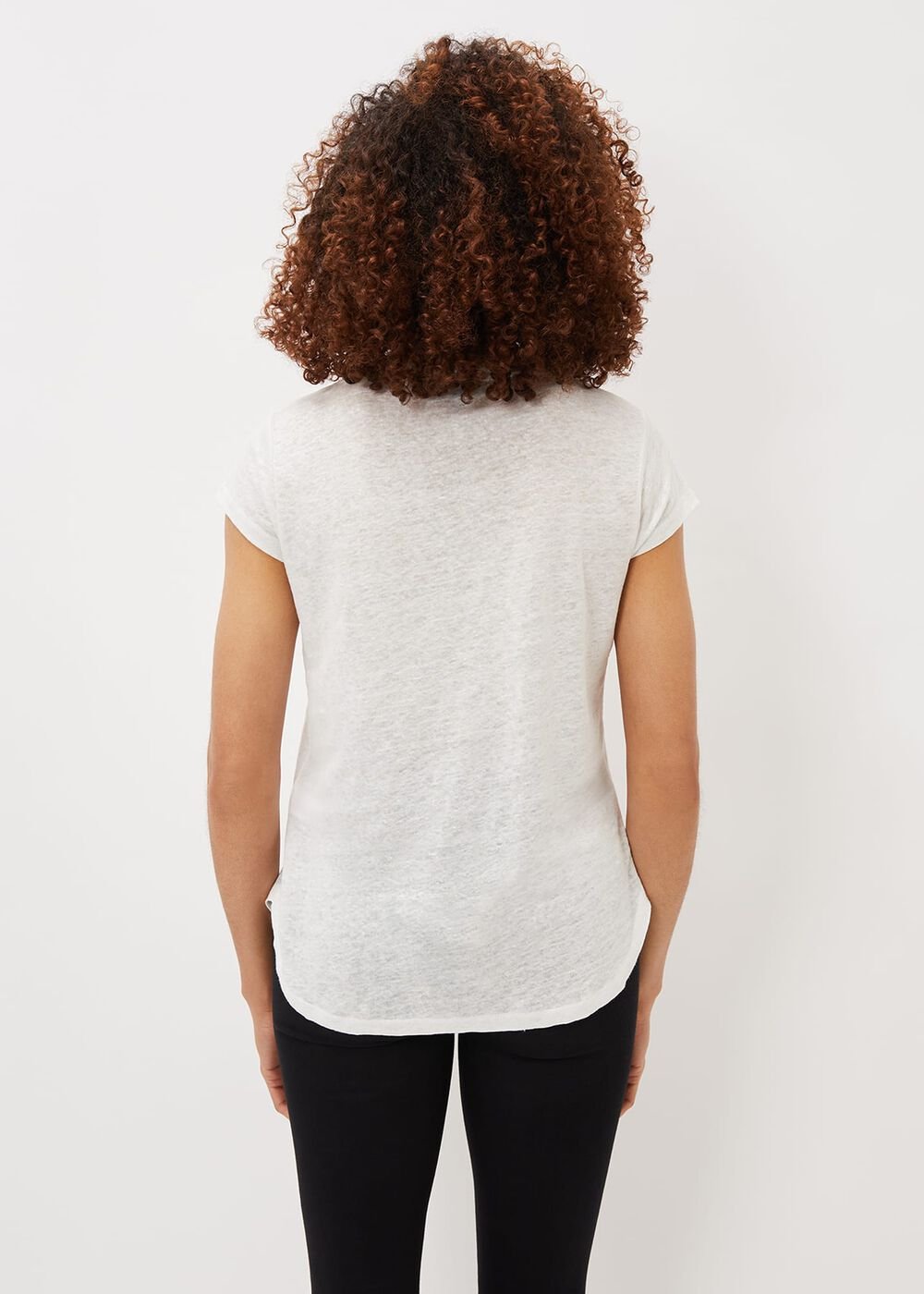 Emera Linen V-Neck Top Ivory