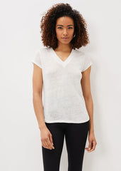 Emera Linen V-Neck Top Ivory