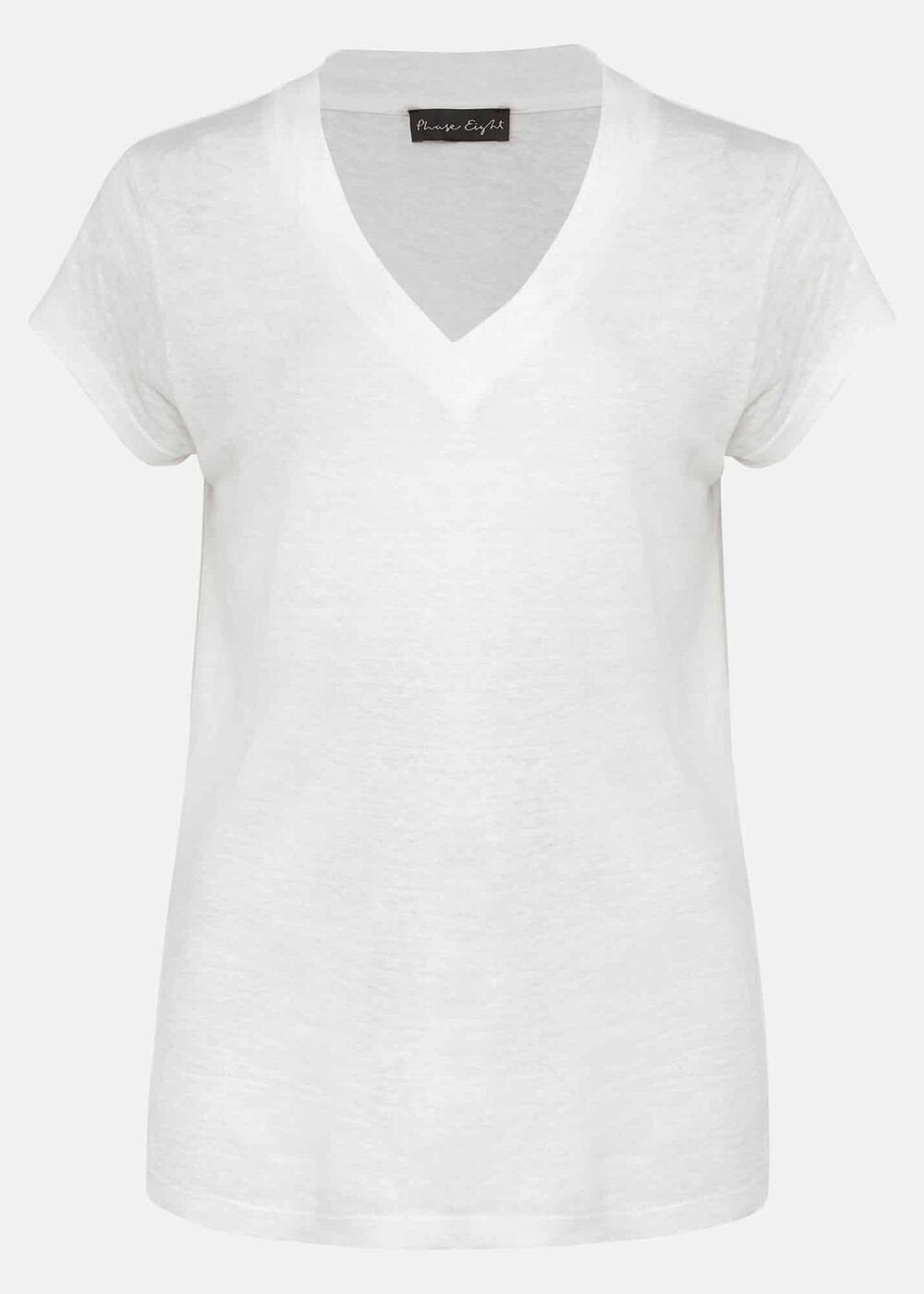 Emera Linen V-Neck Top Ivory