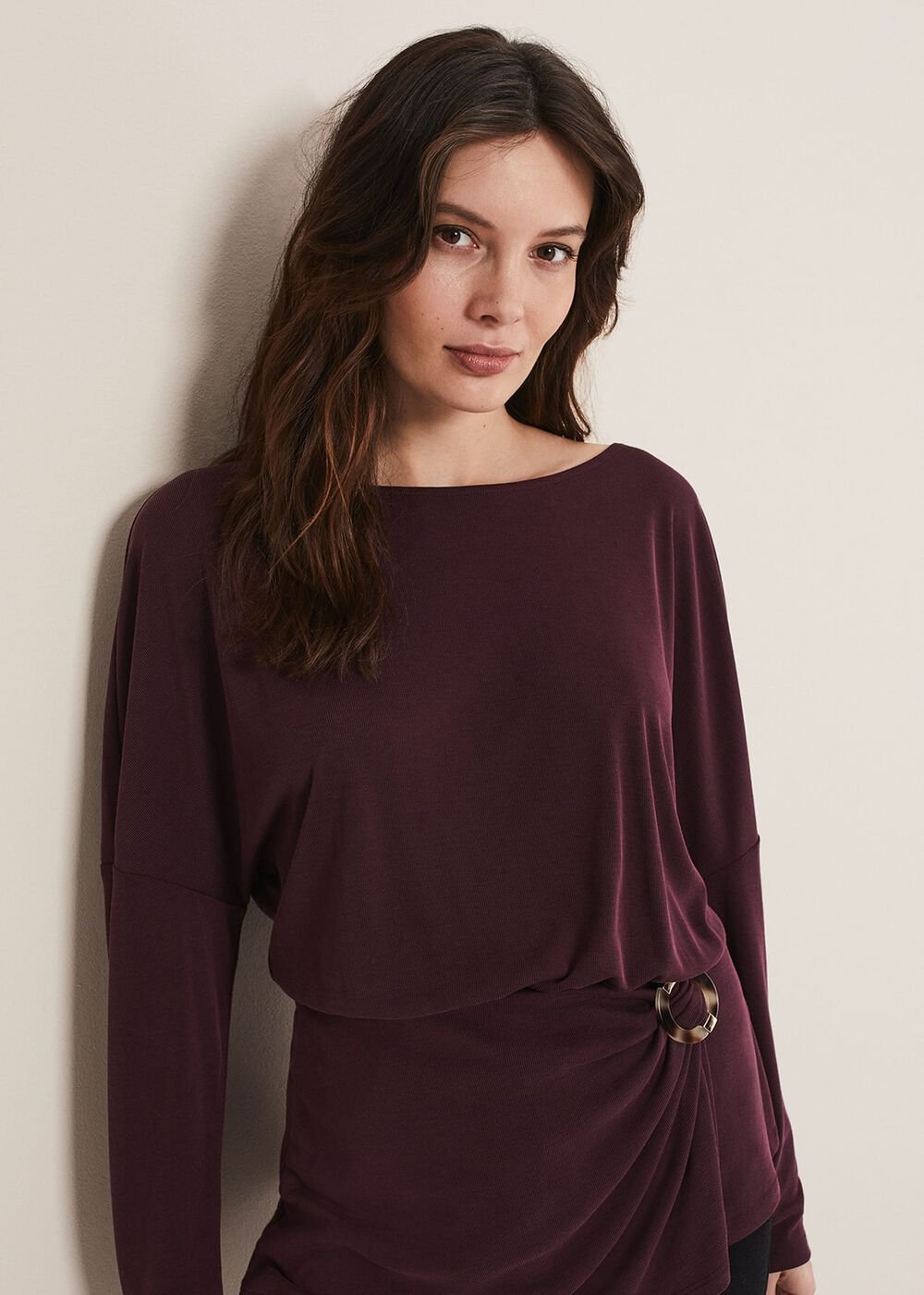 Lusinda Trim Detail Top Aubergine