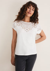 Ulla Placement Burnout Top Ivory