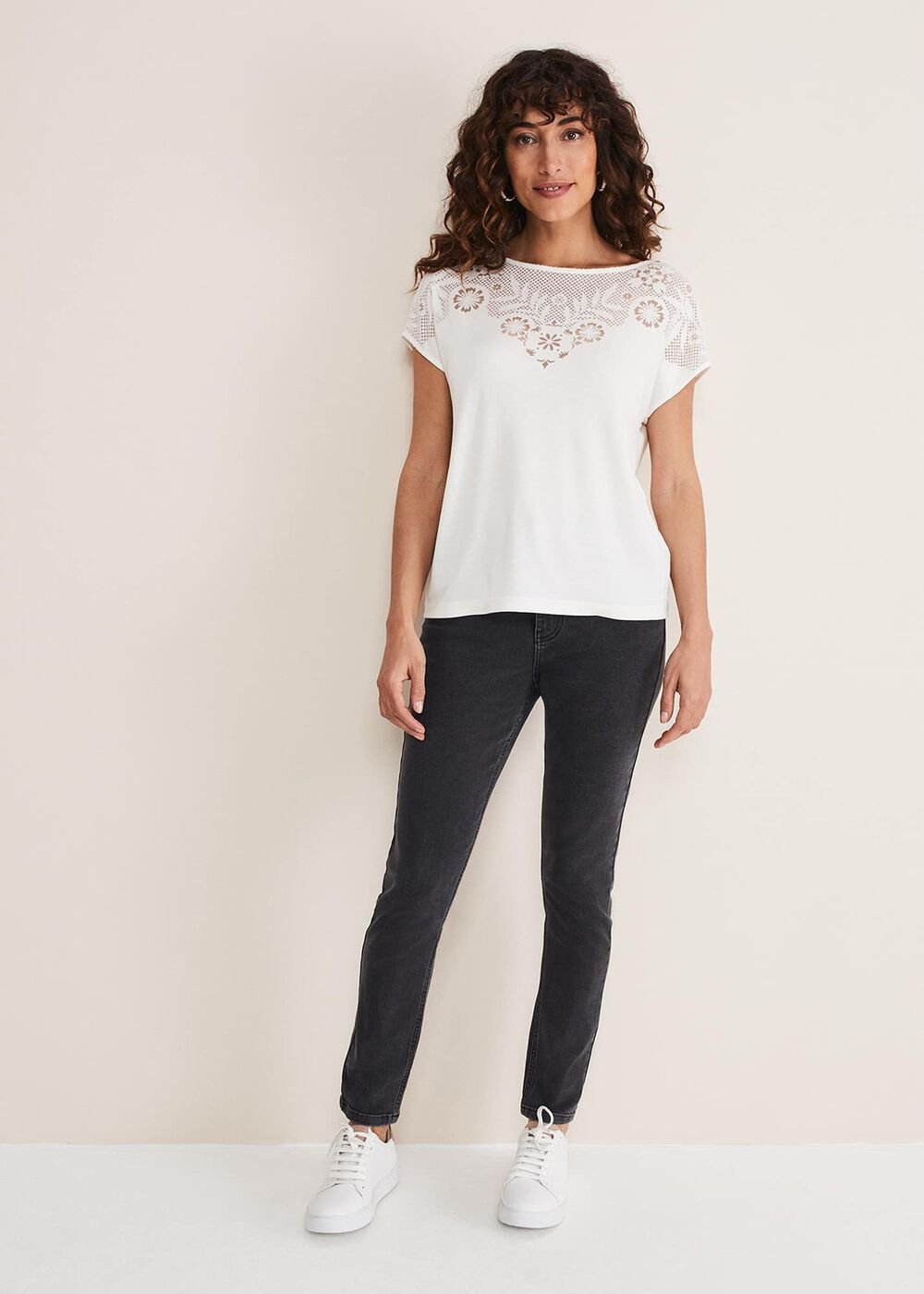 Ulla Placement Burnout Top Ivory