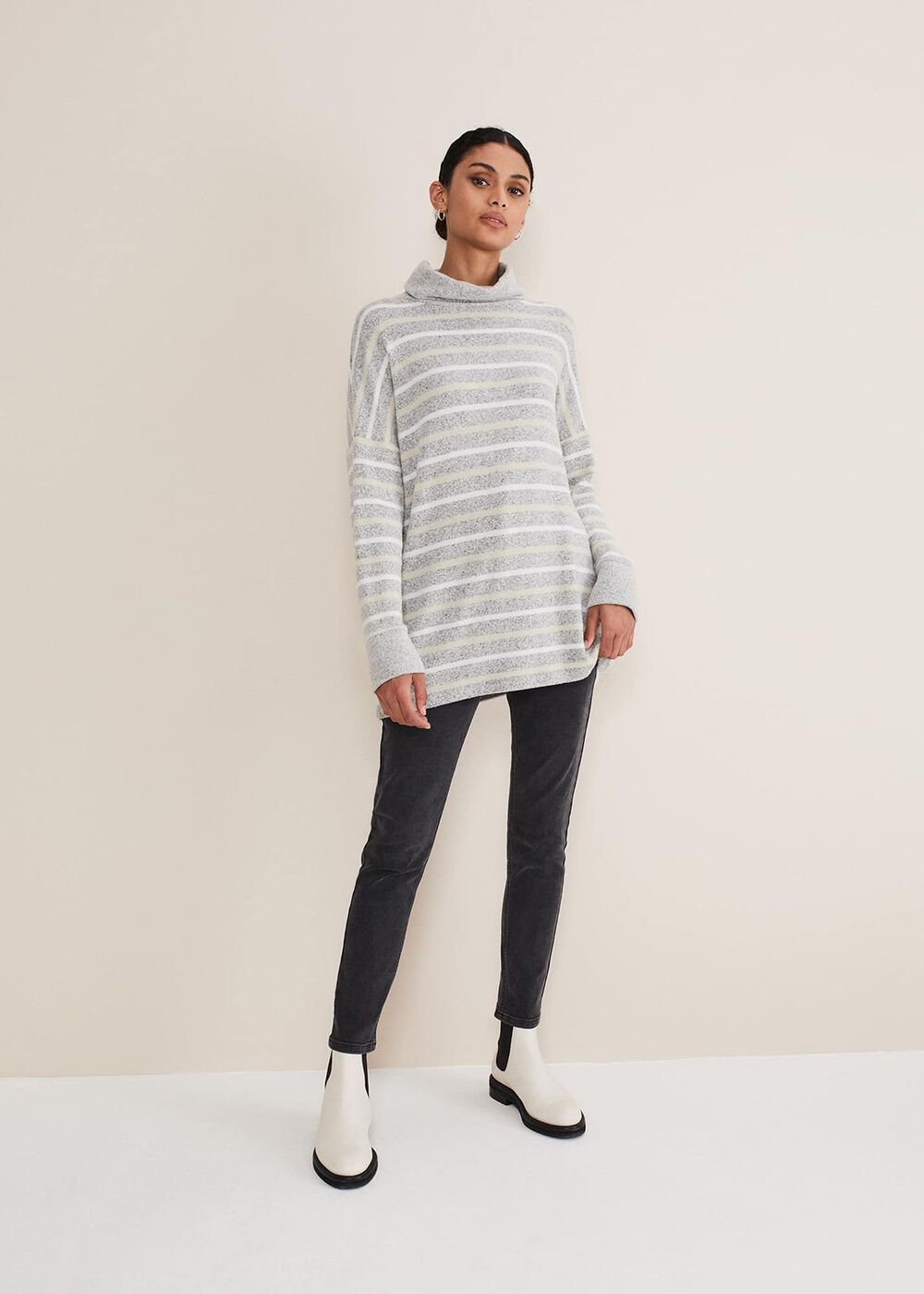 Leya Stripe Snuggle Top Grey Multi