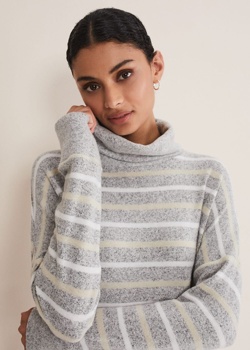 Leya Stripe Snuggle Top Grey Multi