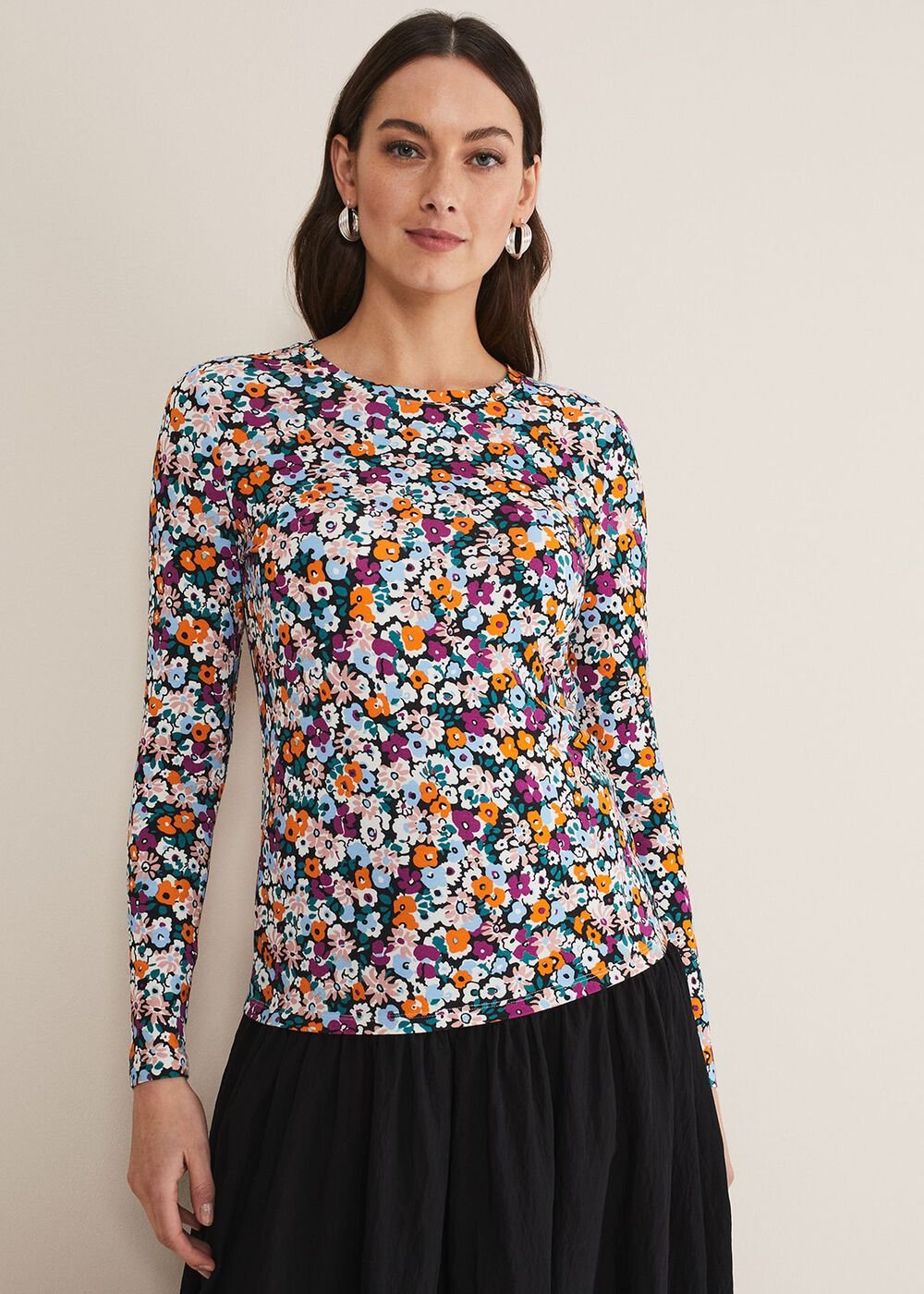 Serena Jersey Ditsy Top Multi-Coloured