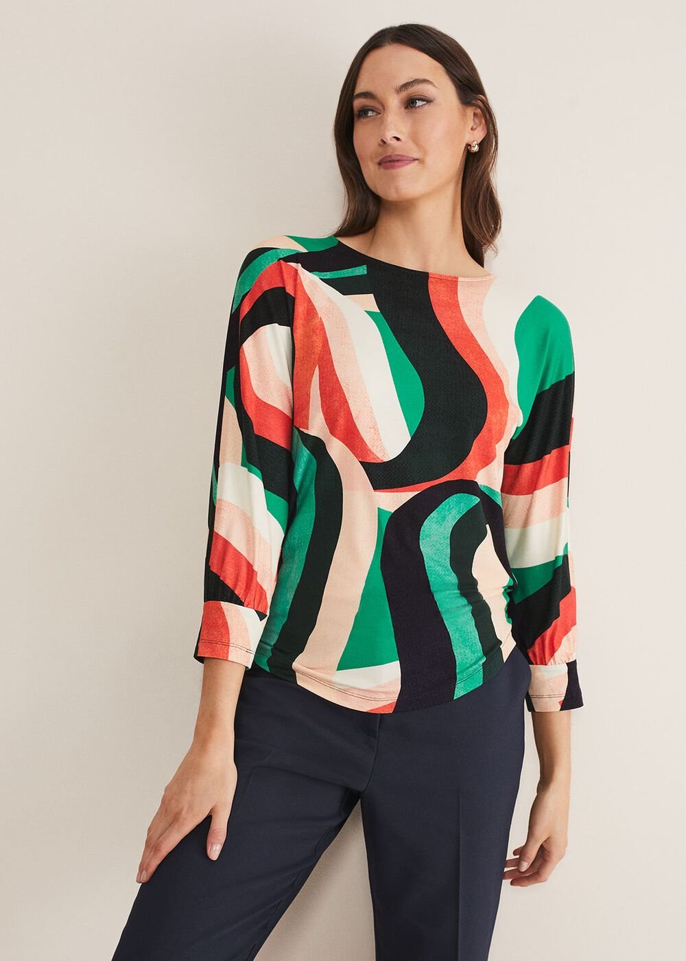 Nathalie Swirl Print Top Multi-Coloured