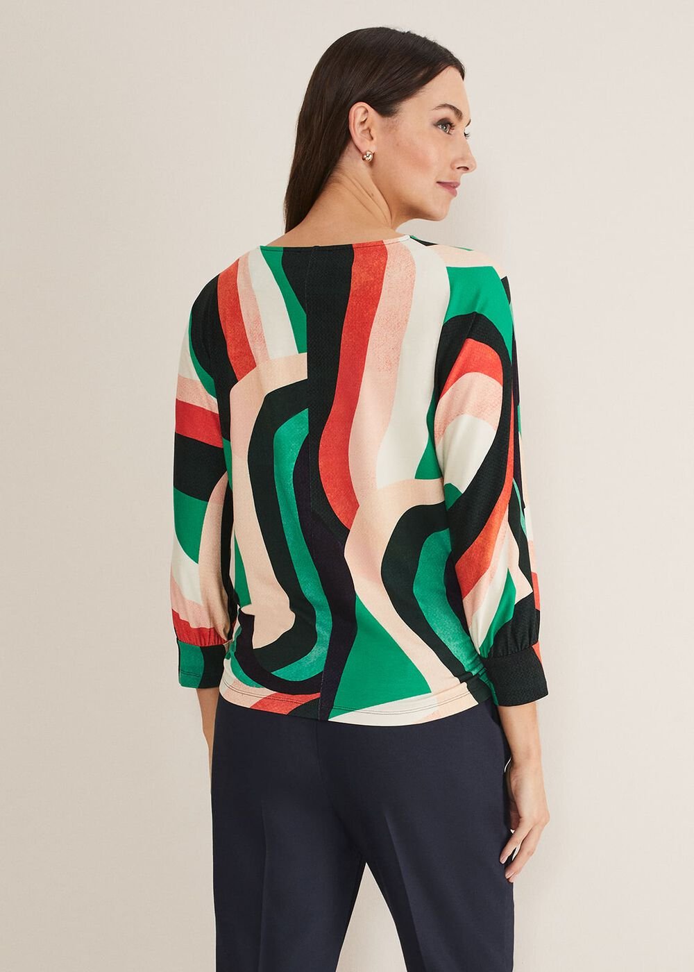 Nathalie Swirl Print Top Multi-Coloured