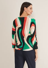 Nathalie Swirl Print Top Multi-Coloured