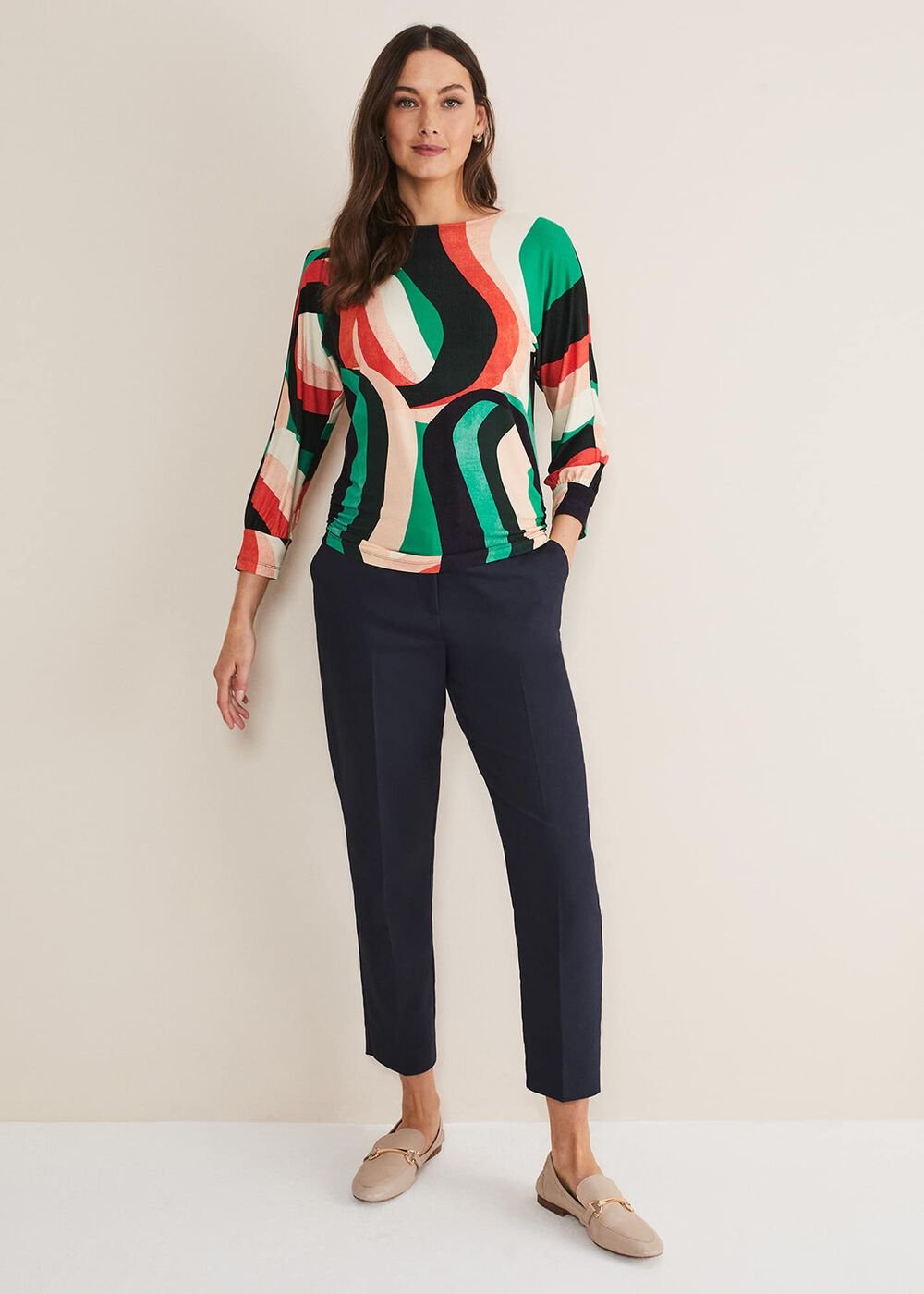 Nathalie Swirl Print Top Multi-Coloured