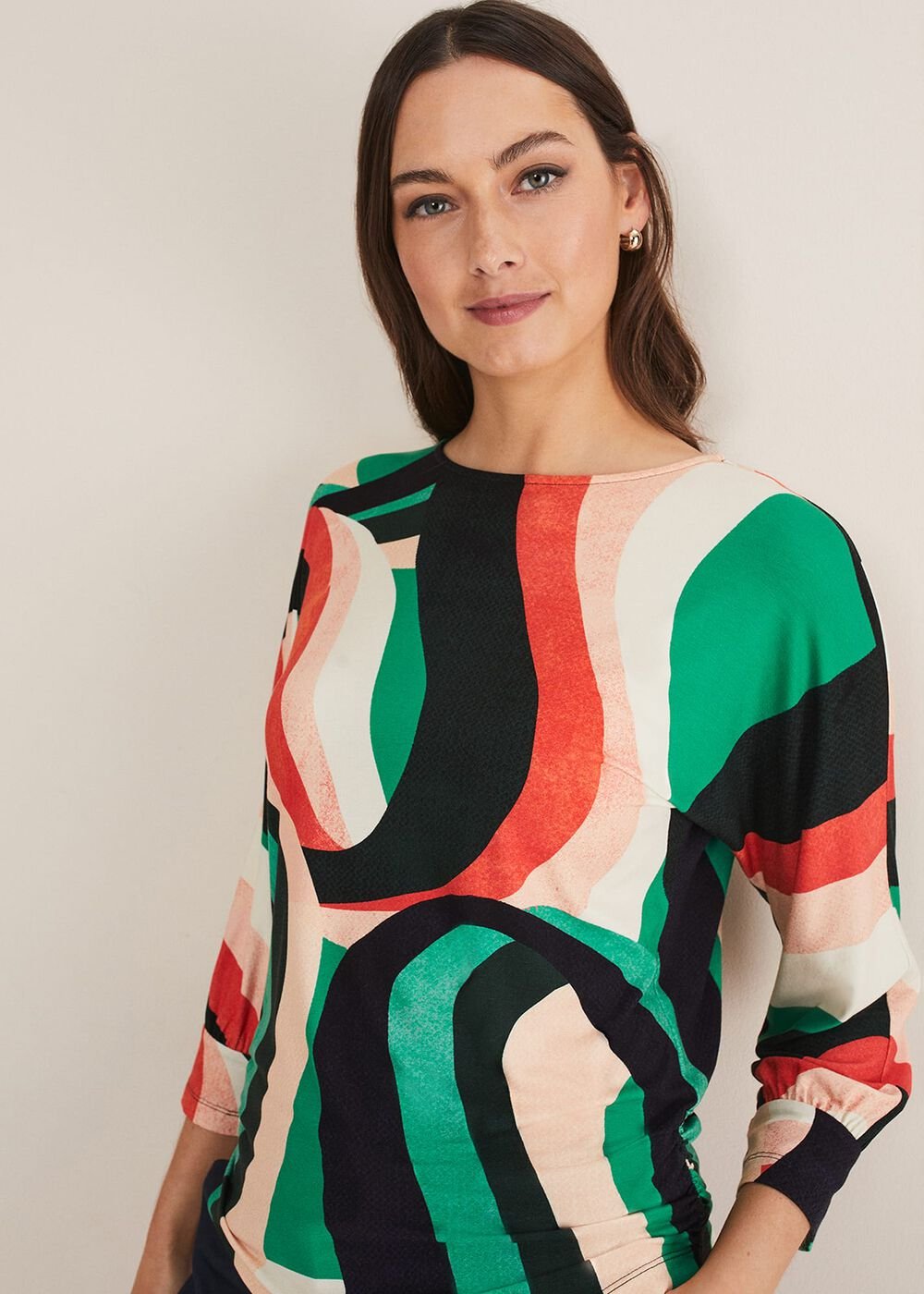 Nathalie Swirl Print Top Multi-Coloured