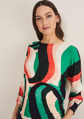 Nathalie Swirl Print Top Multi-Coloured