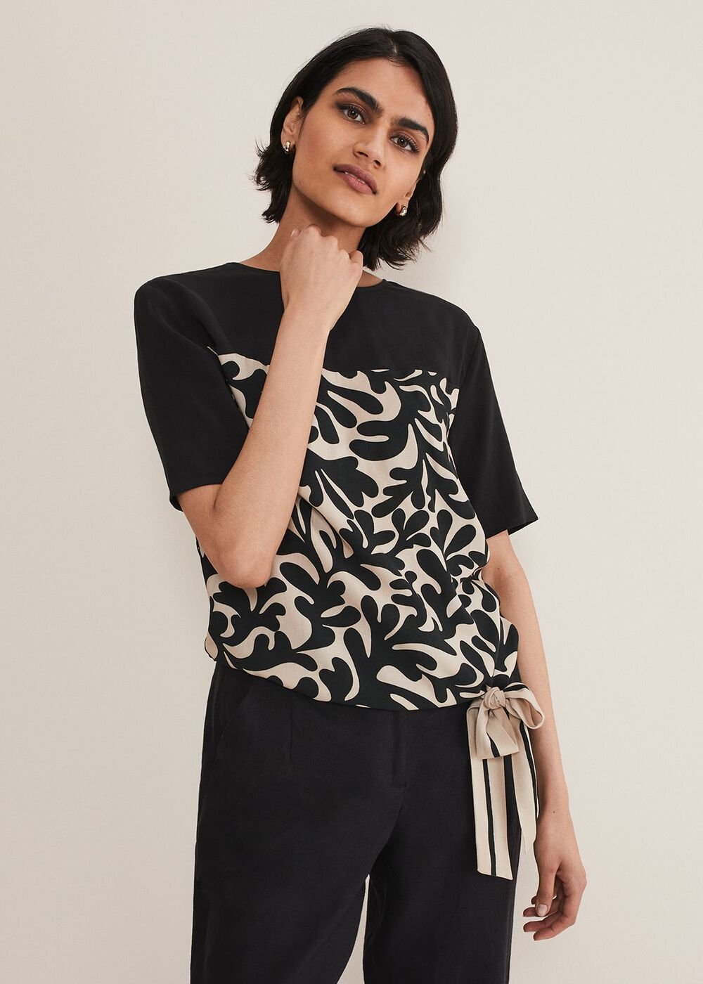 Arie Abstract Top Stone/Black