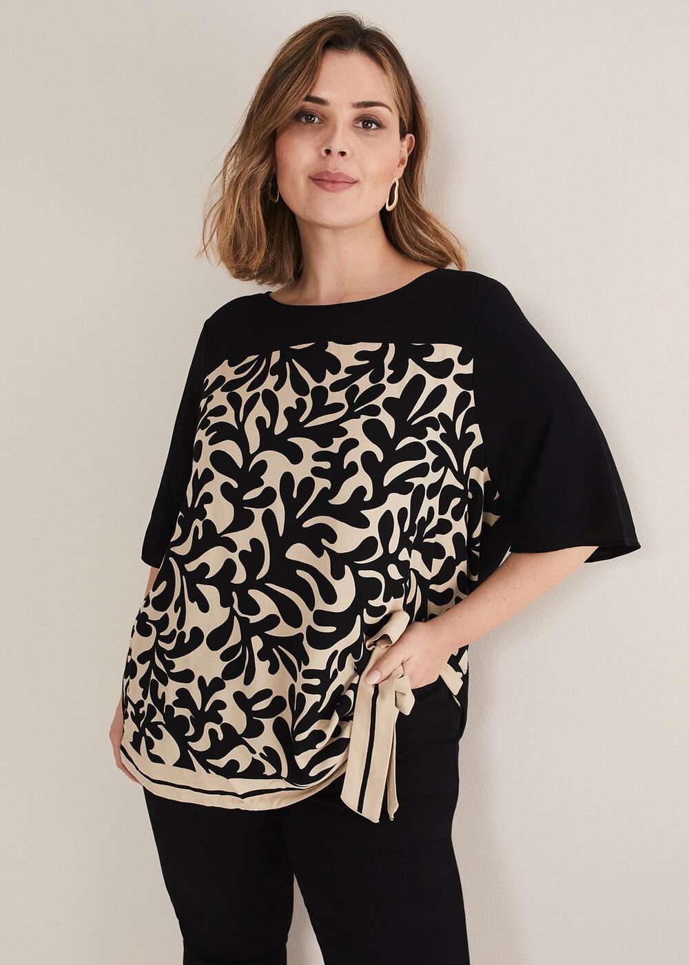 Arie Abstract Top Stone/Black