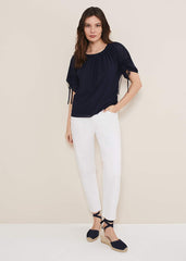 Meda Textured Jersey Top Navy