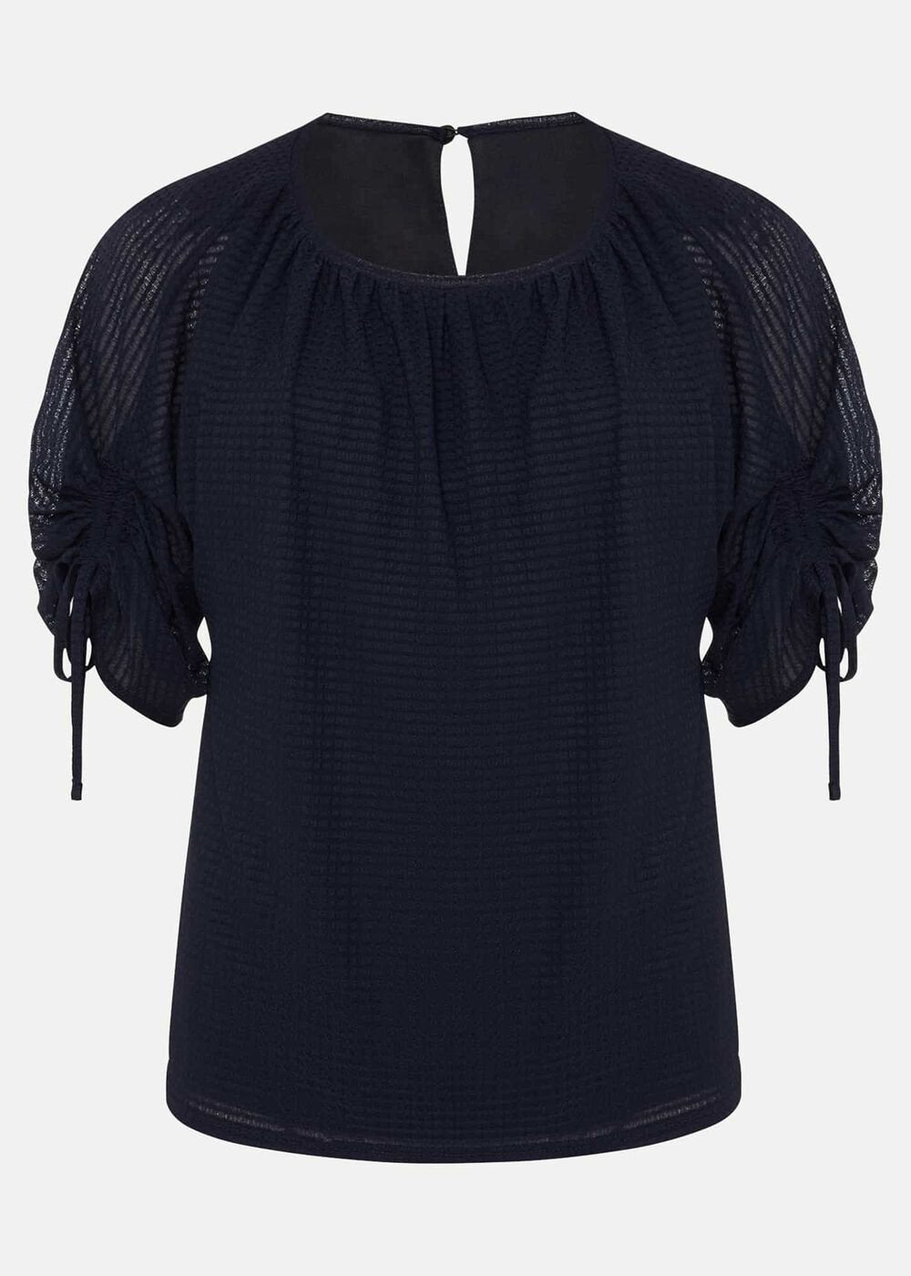 Meda Textured Jersey Top Navy