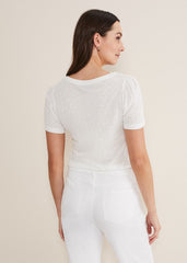 Kinsley Pointelle Jersey Tee White