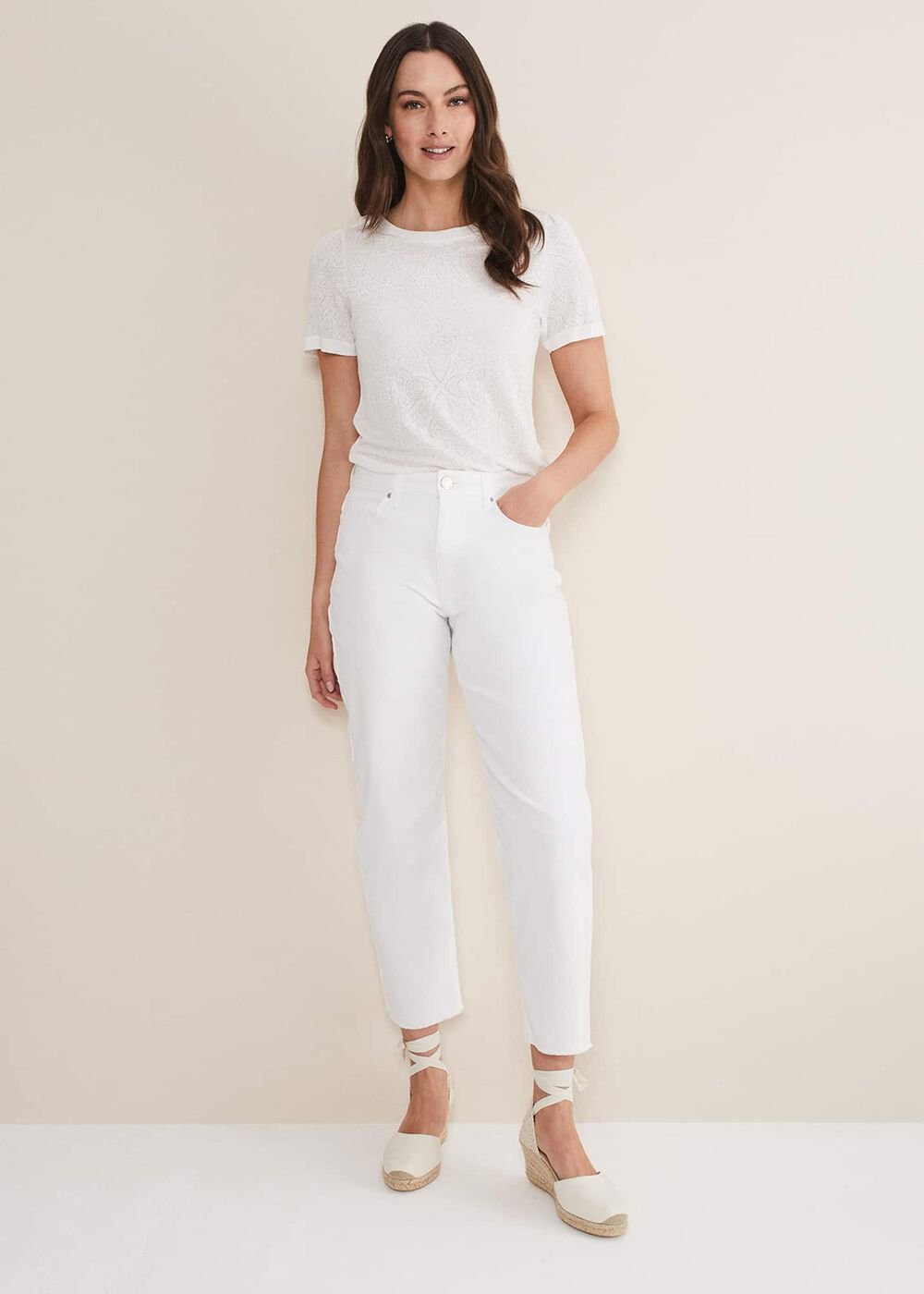 Kinsley Pointelle Jersey Tee White