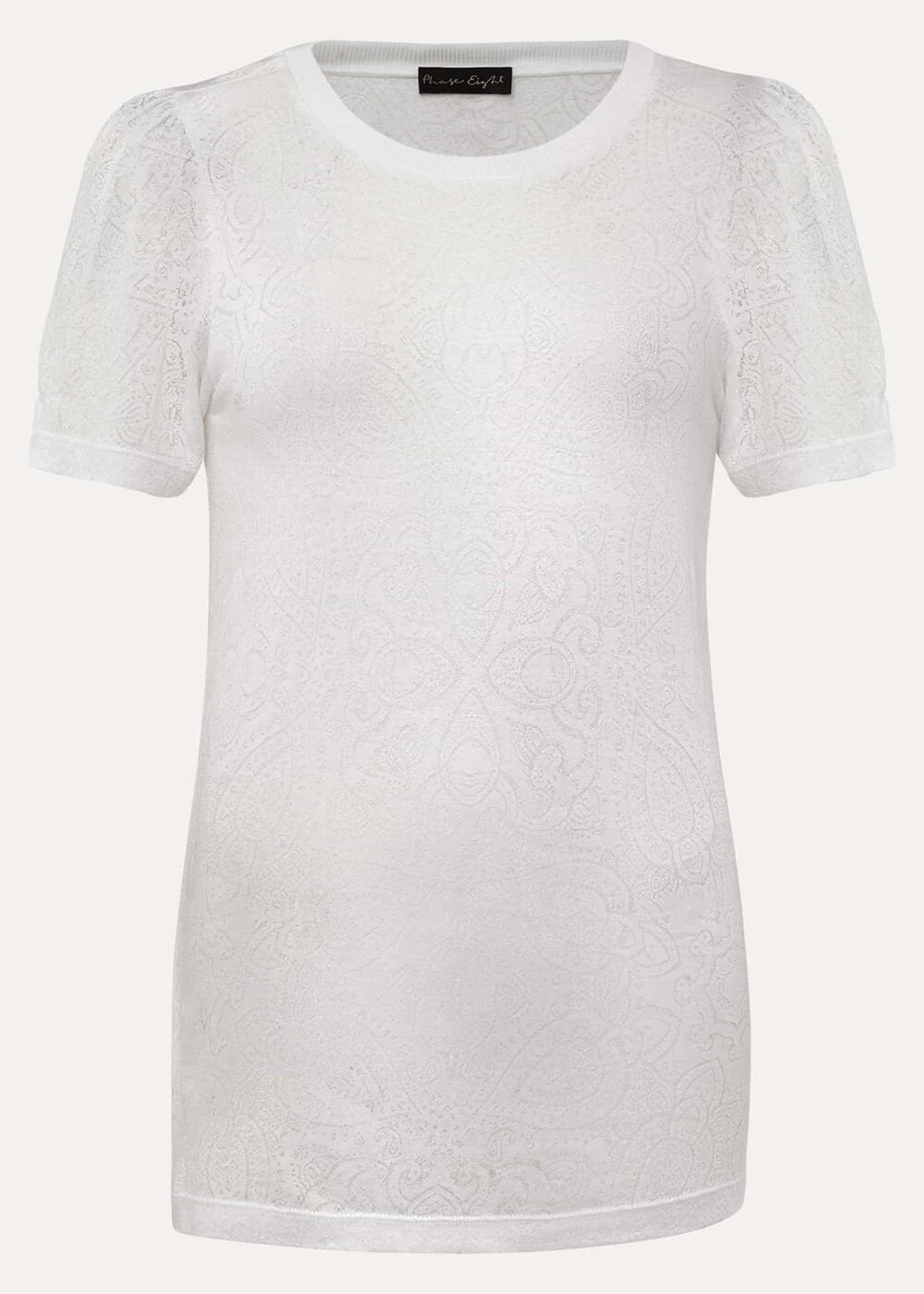 Kinsley Pointelle Jersey Tee White