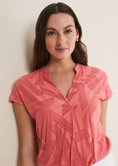Mylah Burnout Abstract Top Apricot