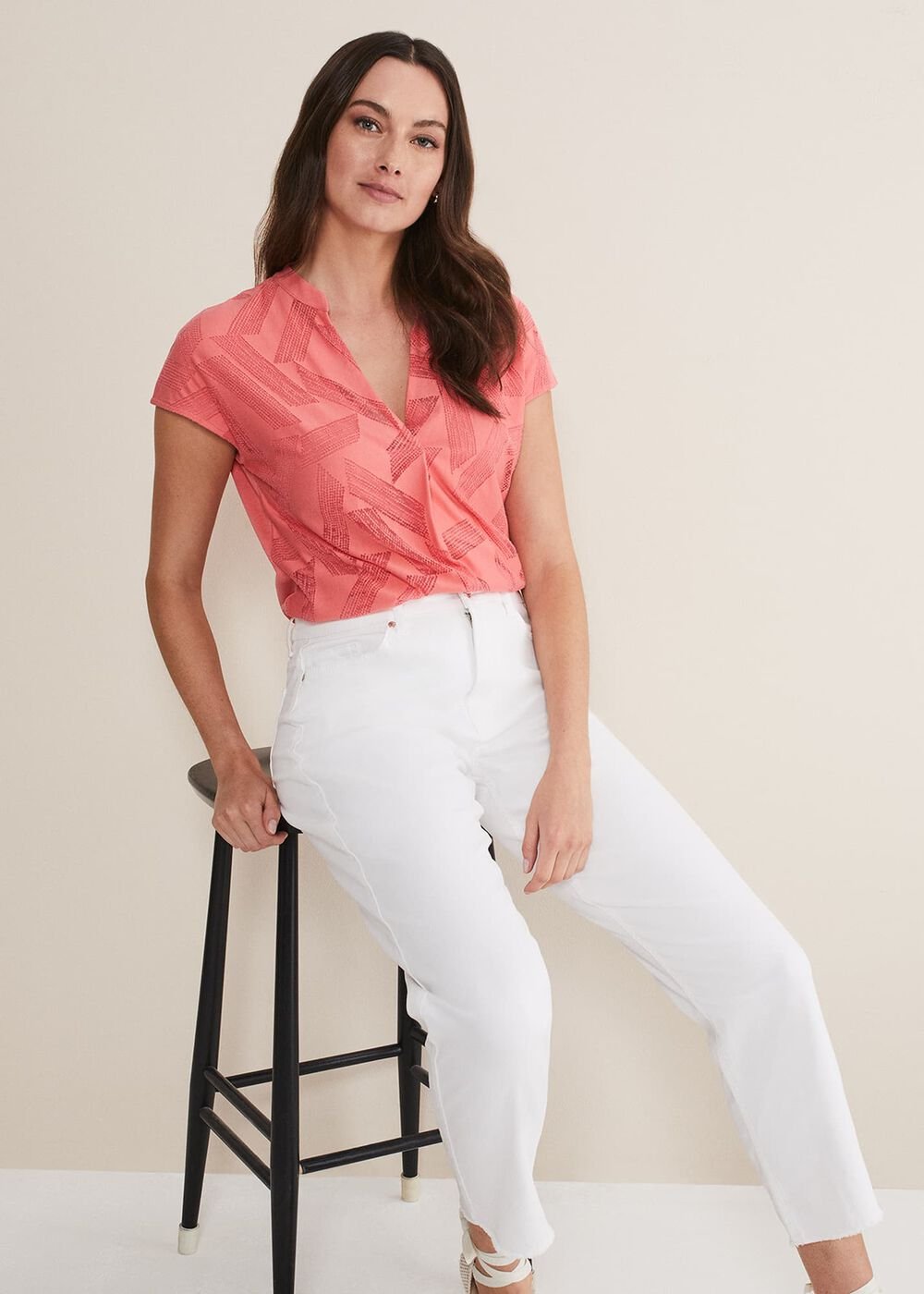 Mylah Burnout Abstract Top Apricot