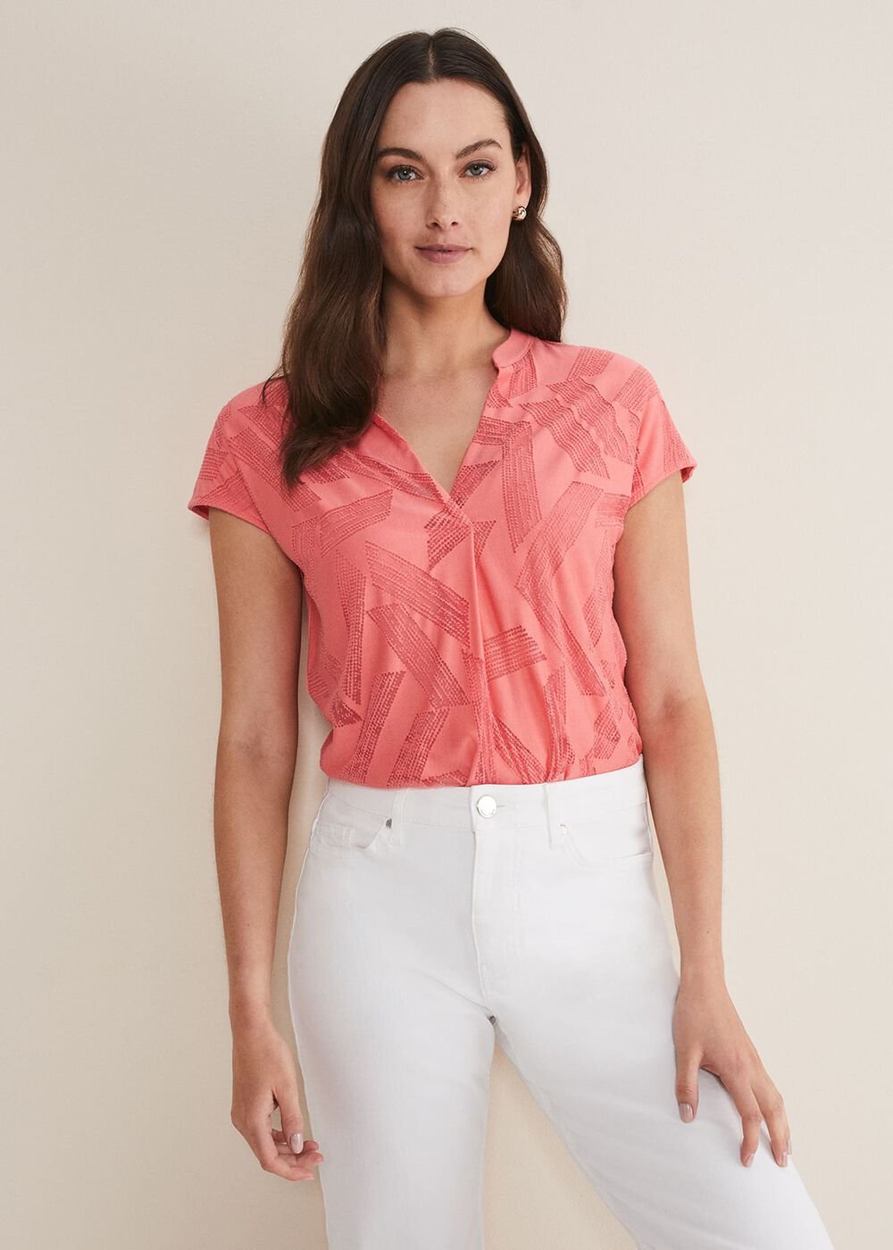 Mylah Burnout Abstract Top Apricot