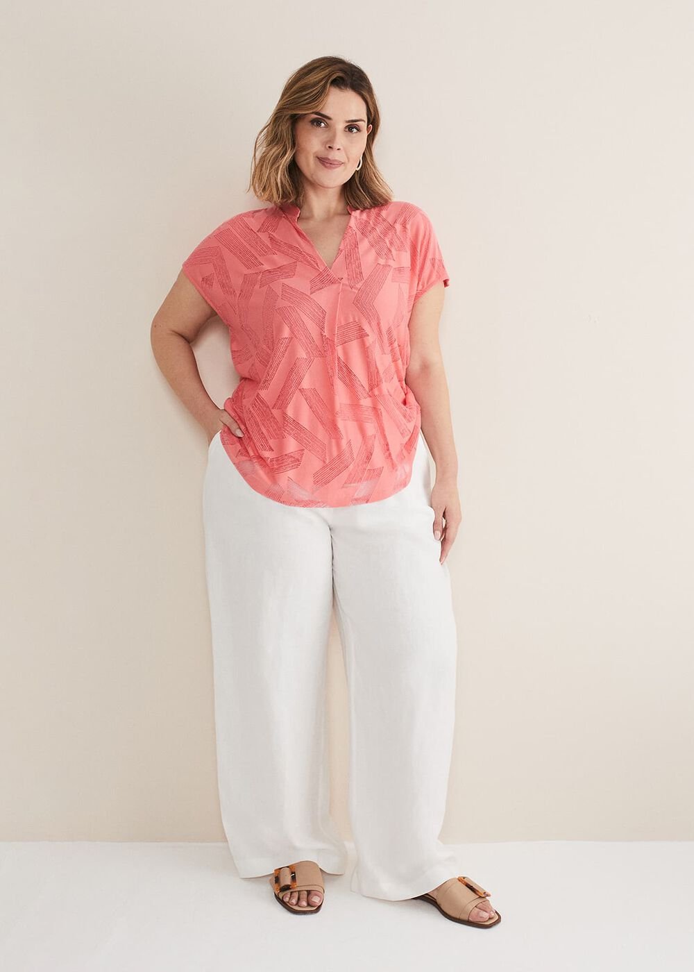 Mylah Burnout Abstract Top Apricot