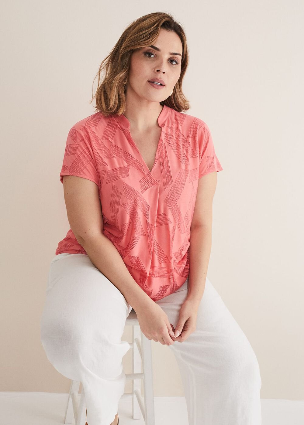Mylah Burnout Abstract Top Apricot