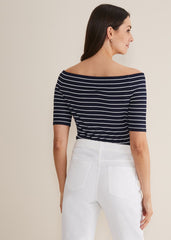 Taylah Striped Bandeau Top Navy/Ivory