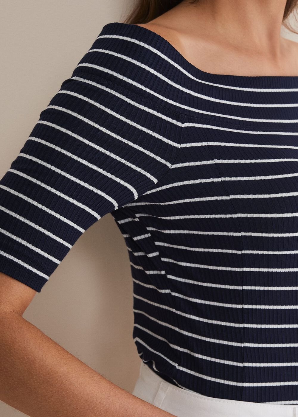 Taylah Striped Bandeau Top Navy/Ivory
