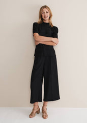 Samiha Textured Top Black