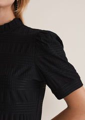 Samiha Textured Top Black