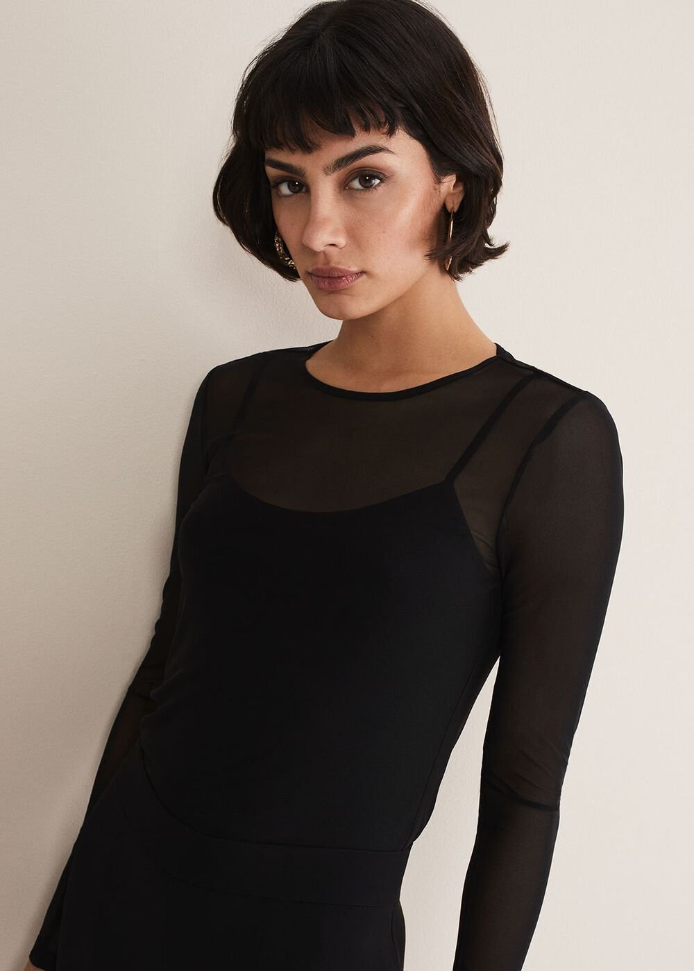 Eleena Black Mesh Top Black