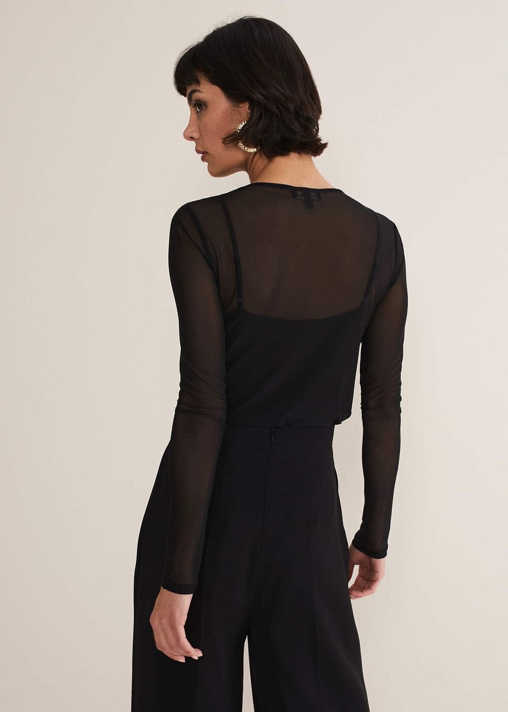 Eleena Black Mesh Top Black